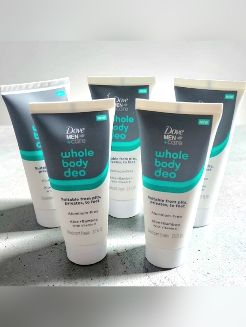 Set Of 5 Dove Men+Care Whole Body Deodorant Cream in the Aloe + Bamboo scent NWT